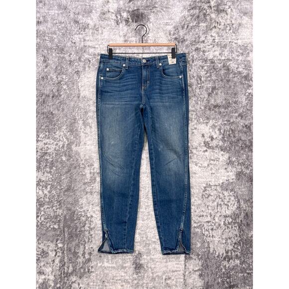 New AMO Twist Zip Jeans Womens Slim Fit Mid Rise Ankle Size 29 - Picture 1 of 8